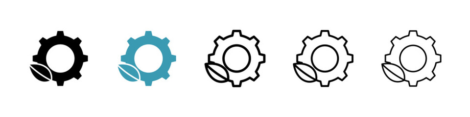 Green technology icons collection in black and blue colors