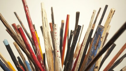 Fototapeta premium Colorful Wooden Sticks Art: Rustic, Vintage, and Handmade