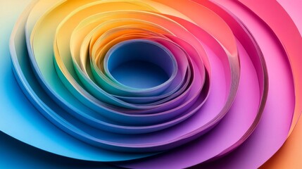 Obraz premium Abstract Rainbow Spiral of Colorful Paper