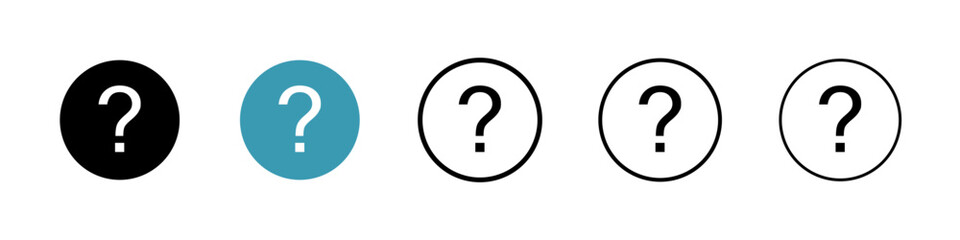 Interrogation icons set in black filled and stroke line style