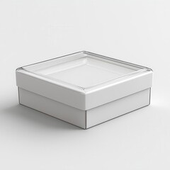 Glossy White Cake Box with Clear Window & Folded Edges 3D Render