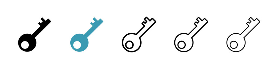 Key icons collection in black and blue colors