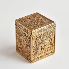 Intricate gold jewelry box with floral design reflecting elegance and craftsmanship