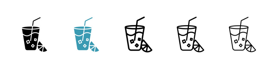 Lemonade Icons vectors. black solid and liner versions