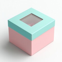 Pastel Colored Bakery Box with Square Window 3D Render