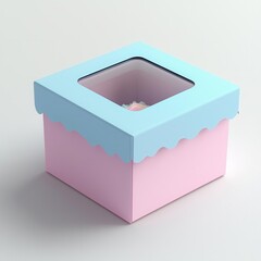 Pastel Colored Bakery Box with Square Window 3D Render