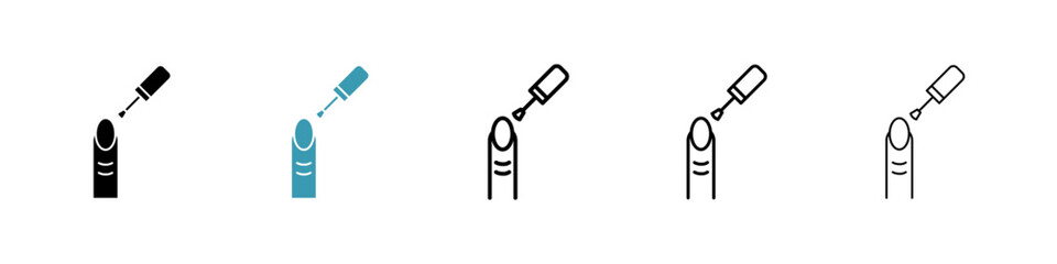 Manicure icons collection in black and blue colors