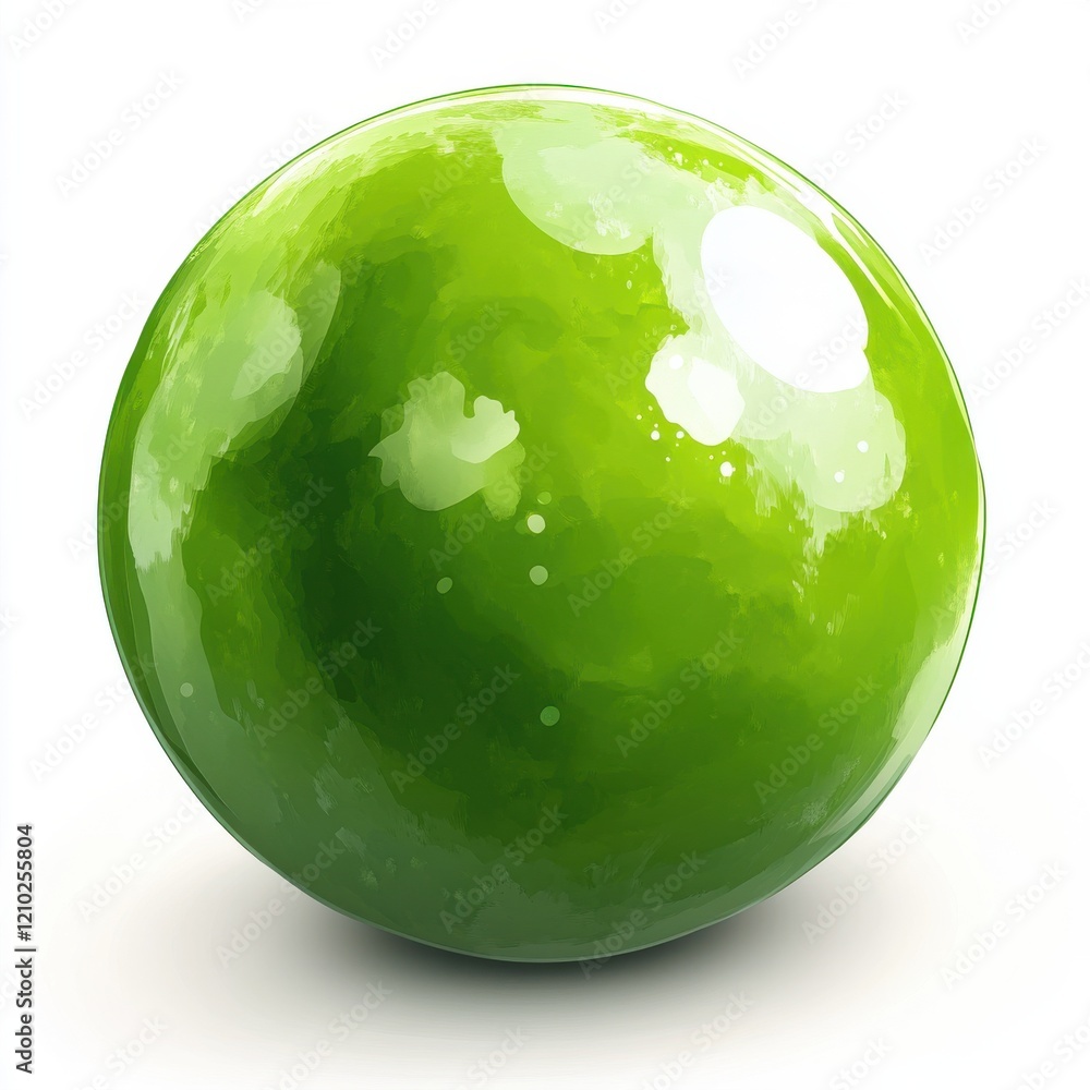 Poster Fresh green lime with a shiny surface resting on a clean surface, showcasing its vibrant color and smooth texture