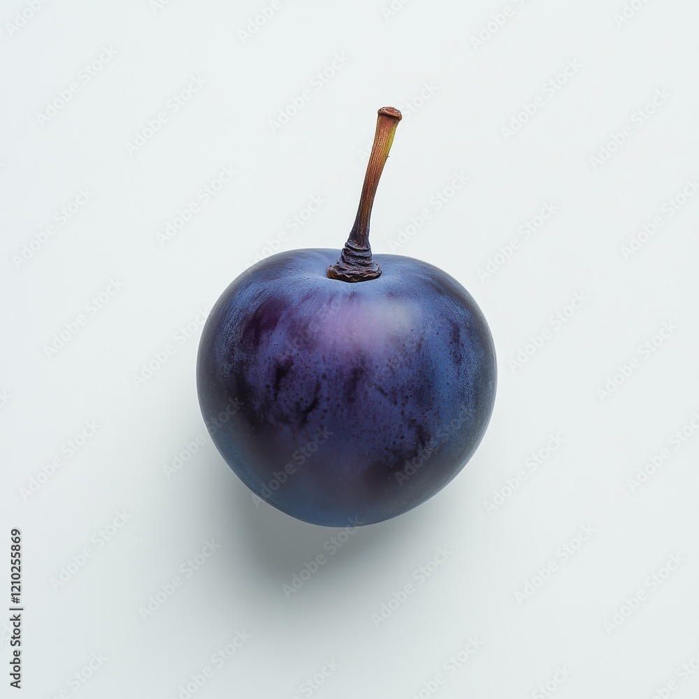 Poster fresh glossy purple grape resting on a smooth white surface highlighting its vibrant color and natur