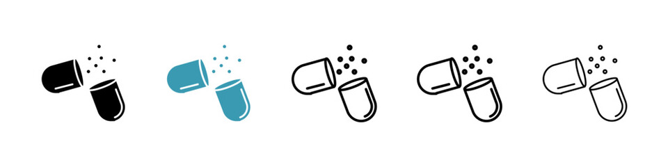 Open Capsule icons collection in black and blue colors