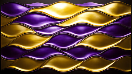 A background with cascading waves in gradient tones of gold, platinum, and royal purple, radiating opulence and sophistication 
