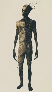 Mystical Human-Tree Being: Surreal Digital Art