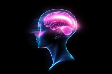 Bioluminescent brain within a glowing silhouette