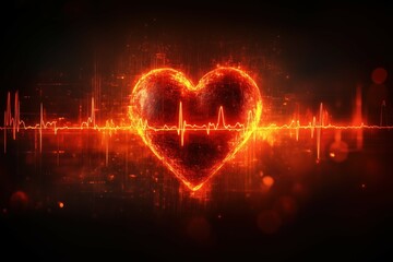 Glowing heart shape with a creative heartbeat line.  
