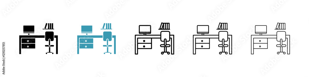 Poster Study table icons set in black filled and stroke line style