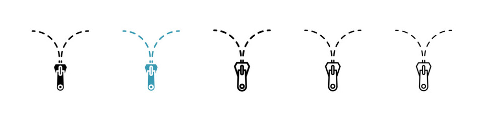 Zip icons collection in black and blue colors