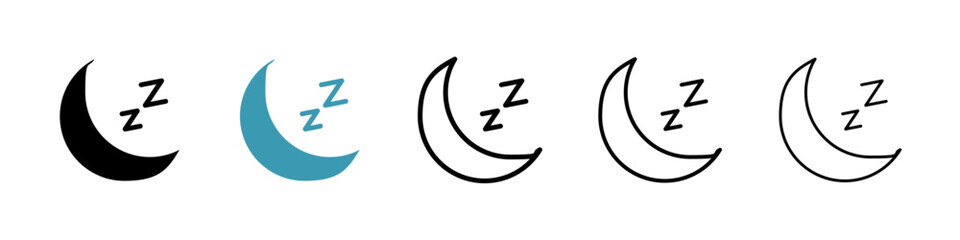 Zzz icons set in black filled and stroke line style