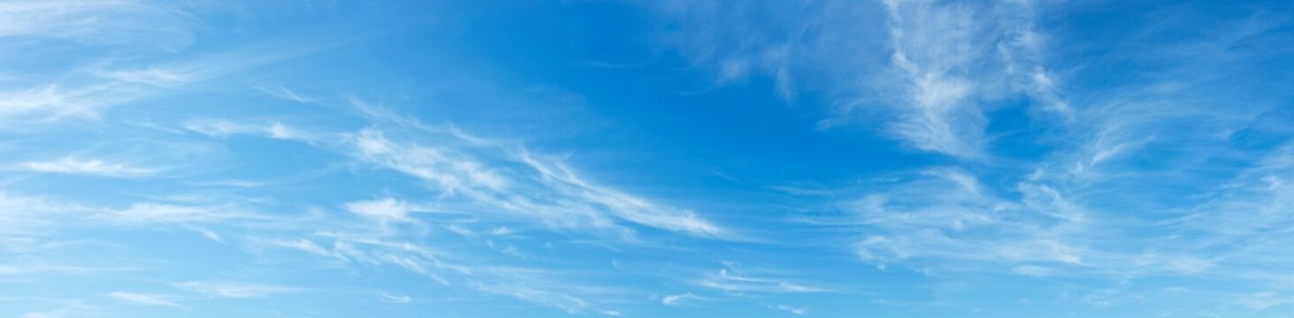 Large panorama of blue sky with white clouds for background use