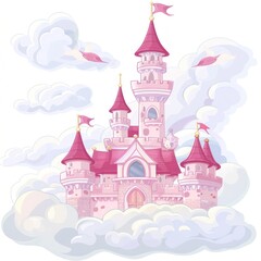 Fototapeta premium Cartoon princess castle architecture illustrated building