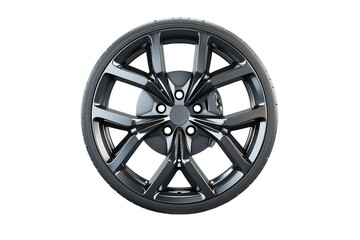 Sporty Performance Car Alloy Wheel Rim with Custom Design Isolated on Transparent Background