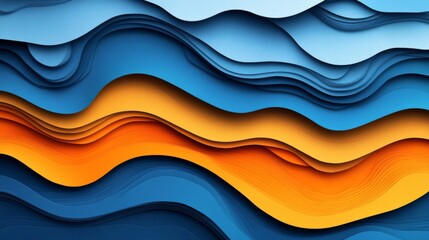 Fototapeta premium Abstract Blue and Orange Layered Waves