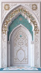 Obraz premium Elegant Islamic Architecture: Intricate Arabesque Design of a Marble Mihrab Niche