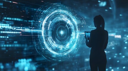 44. A businessperson analyzing the success of a video marketing campaign through visual analytics