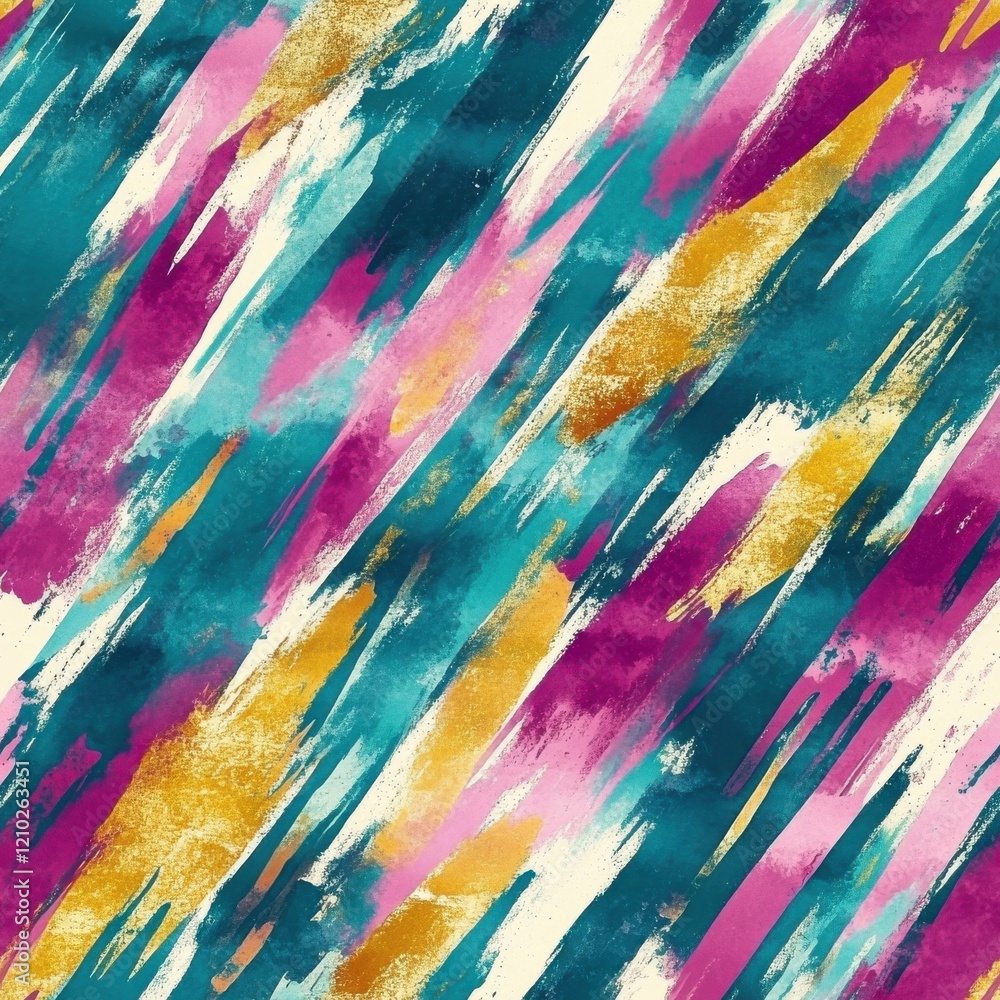 Poster Colorful dynamic doodle art with watercolor strokes creating a vibrant abstract pattern