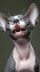 Sphynx cat. Front view. Pedigree pets concept