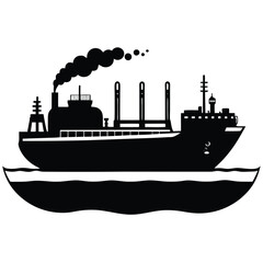 Obraz premium silhouette of a bulk Carrier Ship in Open Ocean