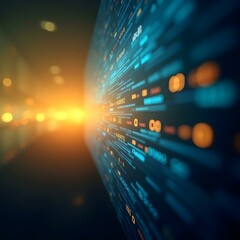 Obraz premium Technology Big Data gradient background with coding and numbers and graph cinematic