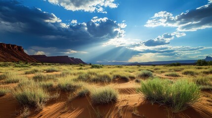 Obraz premium Sweeping desert plains beneath dramatic cloudscape