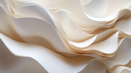 Obraz premium Cream-Colored Paper Waves: Abstract Texture Background