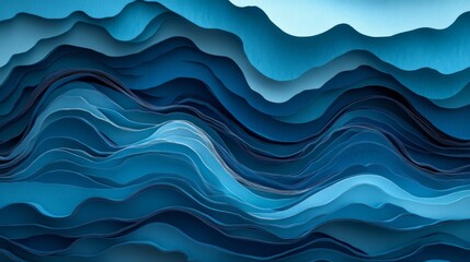 Abstract Blue Layered Waves Texture Background
