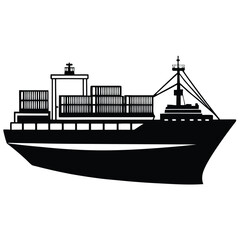 Obraz premium silhouette of a bulk Carrier Ship in Open Ocean