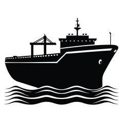 Obraz premium silhouette of a bulk Carrier Ship in Open Ocean