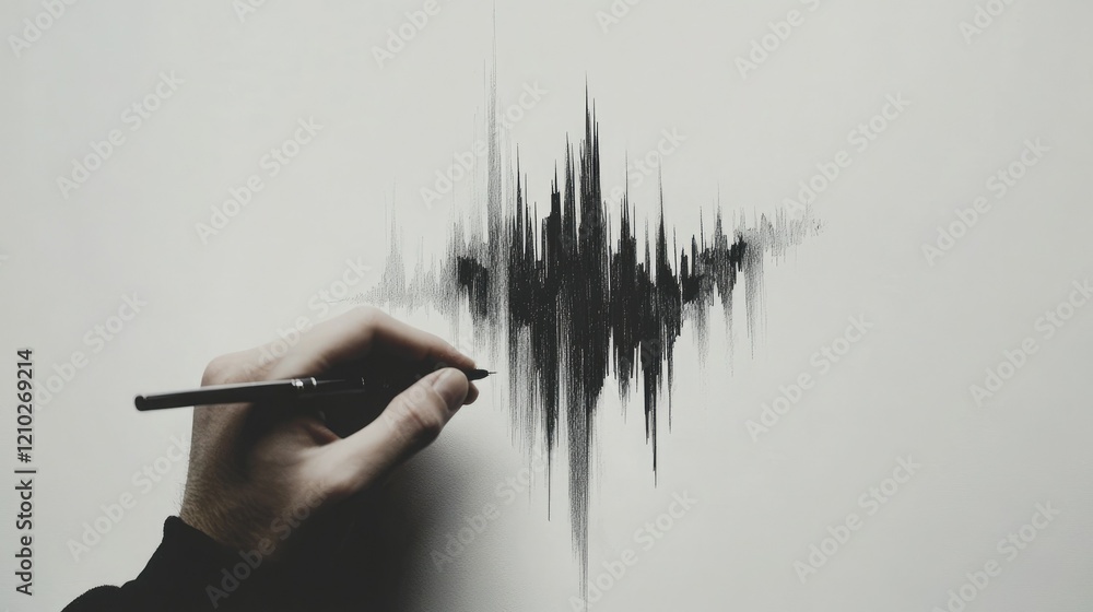 Poster stylized hand sketching a sharp upward candlestick graph on a minimalist white background, represent