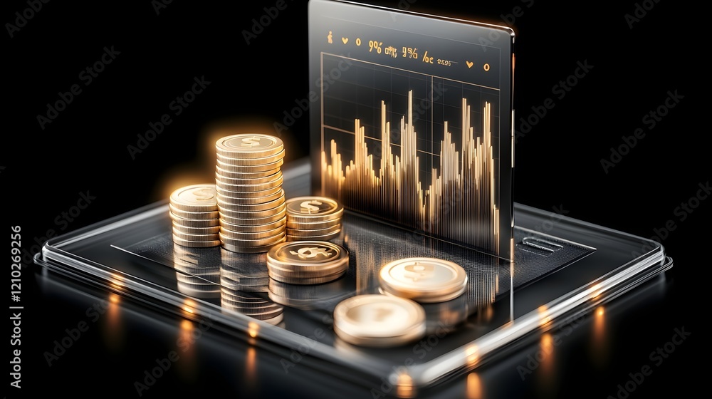 Poster stunning digital data visualization showcasing the financial growth and economic rise featuring deta