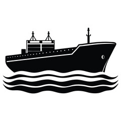 Fototapeta premium silhouette of a bulk Carrier Ship in Open Ocean
