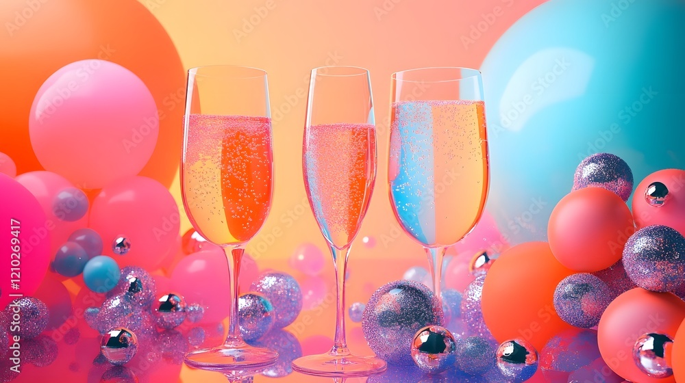 Poster vibrant and joyful modern party design with sparkling gradients abstract cheerful patterns and a pla