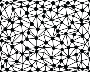 Seamless pattern from grid of triangles and circles. Geometric  black lines for wallpapers and textile.	