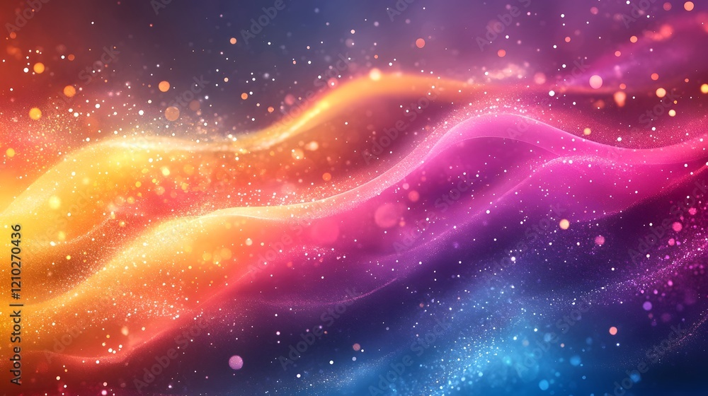 Poster vibrant gradient filled scene bursting with celebratory energy and modern abstract patterns in cheer