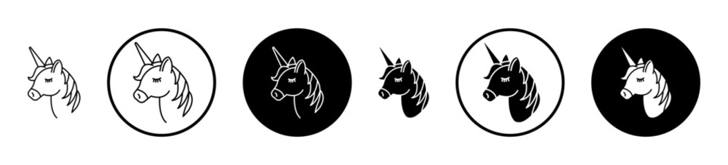 Alicorn icon set in black filled and stroke line style.