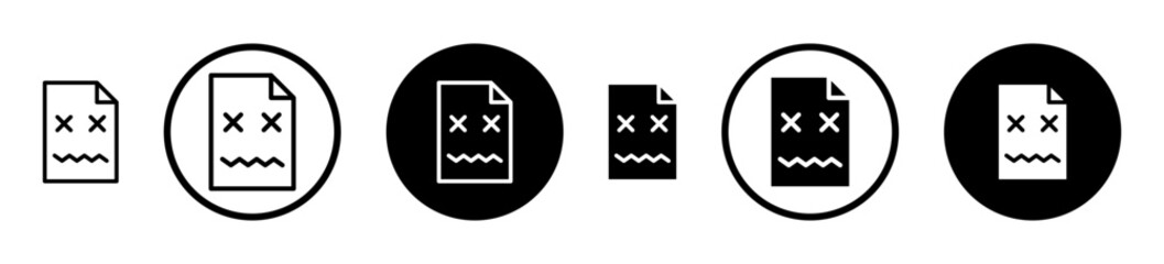 Broken Image icon set in black filled and stroke line style.