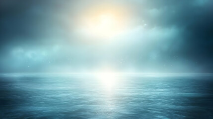 Obraz premium Moonlit ocean, night sky, calm water, background light, backdrop