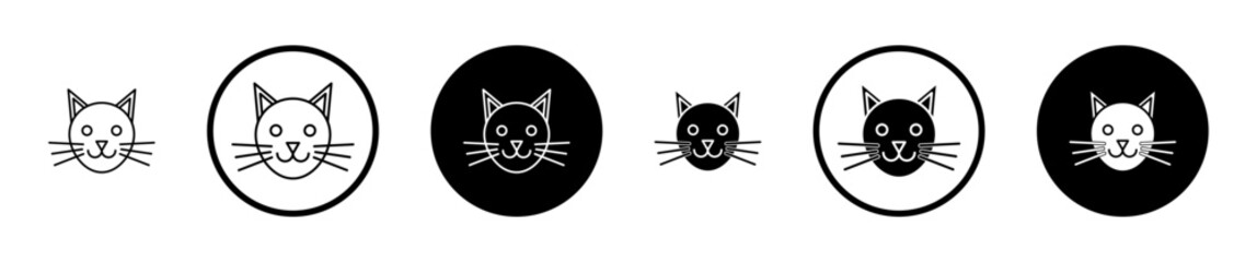 Cat icons in black and blue set
