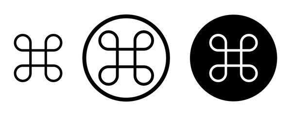 Command icon set in black filled and stroke line style.