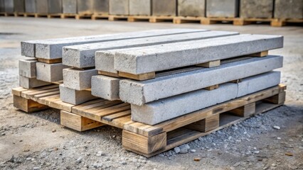 Stack of Concrete Blocks on Wooden Pallet Ready for Construction Project