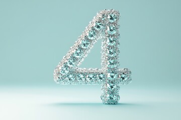 Obraz premium The number 4 is made up of many small diamonds