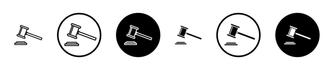 Gavel icons in black and blue set